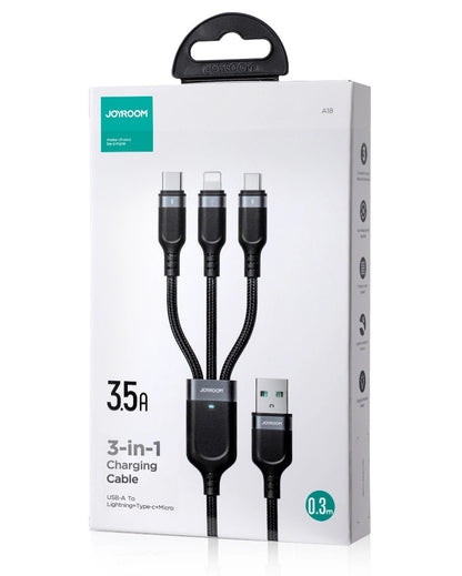 Kabel za punjenje USB-A - Lightning / microUSB / USB-C Joyroom S-A18 3u1, 20W, 0.3m, Crni