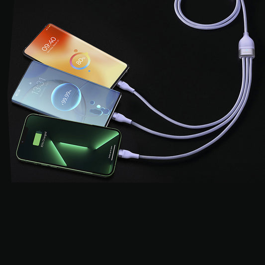 Kabel za punjenje USB-A - Lightning / microUSB / USB-C Baseus Flash Series II 3u1, 66W, 1.2m, Ljubičasti CASS040005