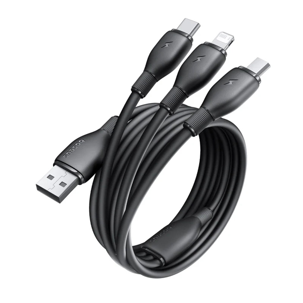 Kabel za punjenje USB-A - Lightning / microUSB / USB-C Baseus Ultra Fast 3in1, 18W, 1.3m, Crni P10376303121-00