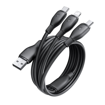 Kabel za punjenje USB-A - Lightning / microUSB / USB-C Baseus Ultra Fast 3in1, 18W, 1.3m, Crni P10376303121-00