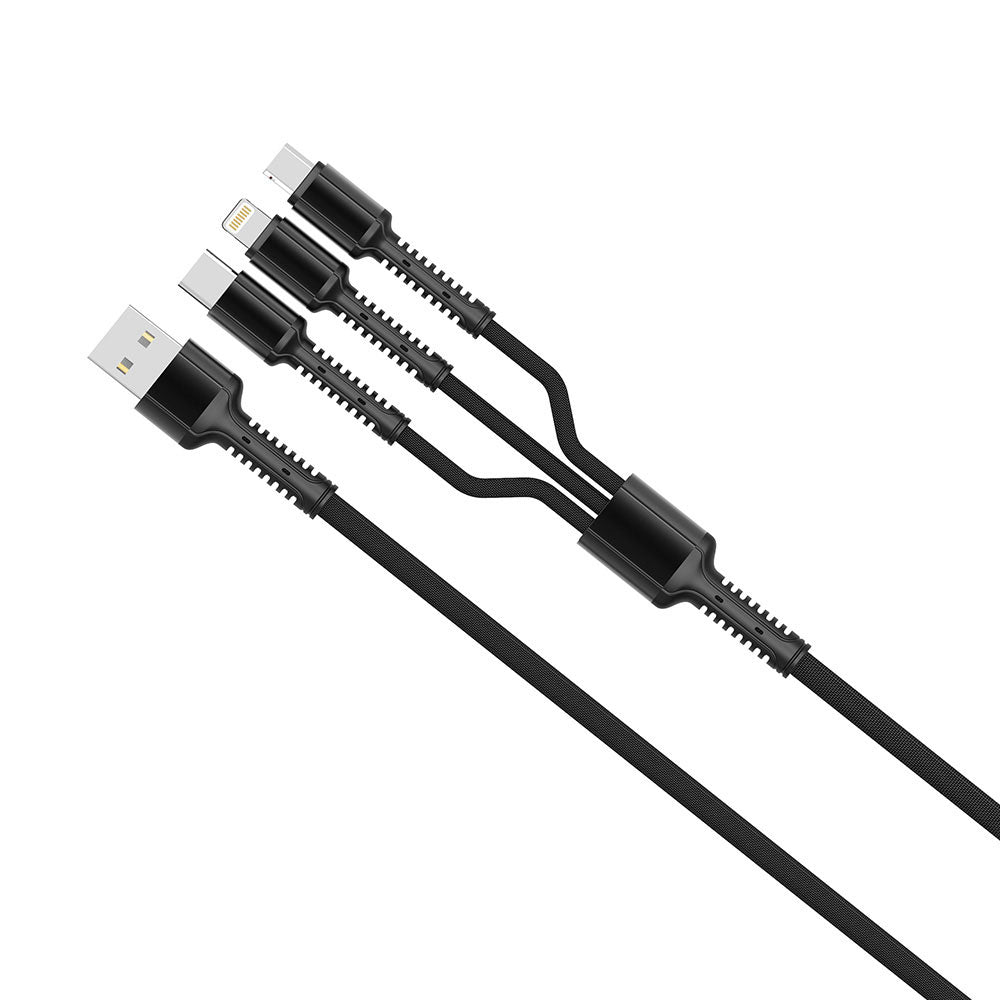 Kabel za punjenje USB-A - Lightning / microUSB / USB-C ColorWay CW-CBU3003, 20W, 1.2m, Sivi