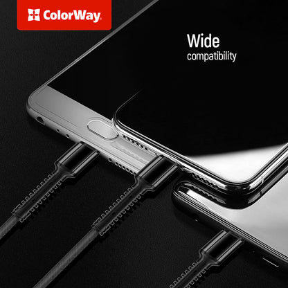 Kabel za punjenje USB-A - Lightning / microUSB / USB-C ColorWay CW-CBU3003, 20W, 1.2m, Sivi