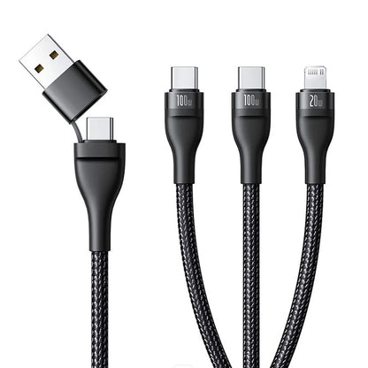 Kabel za punjenje USB-A / USB-C - Lightning / 2 x USB-C Baseus Flash Series III 3in1, 100W, 1.5m, Crni P10377800U01-00