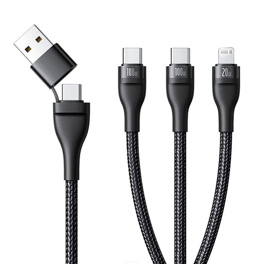 Kabel za punjenje USB-A / USB-C - Lightning / 2 x USB-C Baseus Flash Series III 3in1, 100W, 1.5m, Crni P10377800U01-00