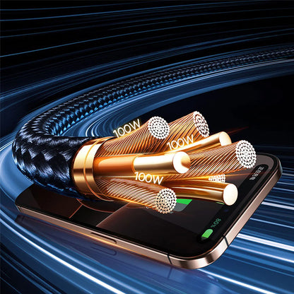 Kabel za punjenje USB-A / USB-C - Lightning / 2 x USB-C Baseus Flash Series III 3in1, 100W, 1.5m, Crni P10377800U01-00