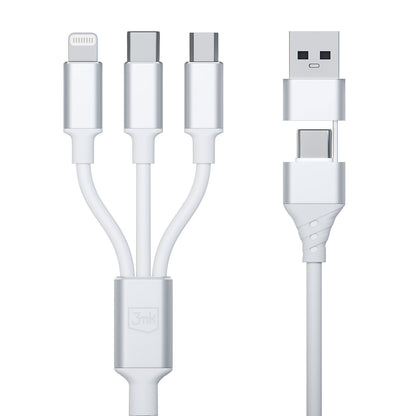 Kabel za punjenje USB-A / USB-C - Lightning / microUSB / USB-C 3MK Hyper 3in1, 12W, 1.5m, Bijeli