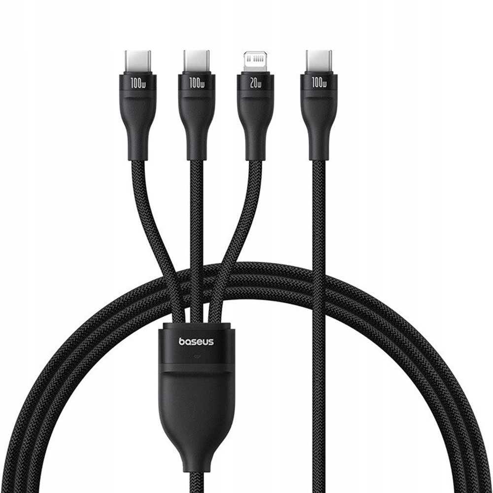 USB-C - Lightning kabel za punjenje / 2 x USB-C Baseus Flash Series III 3u1, 100W, 1.5m, Crni, Obnovljeno P10377502111-00