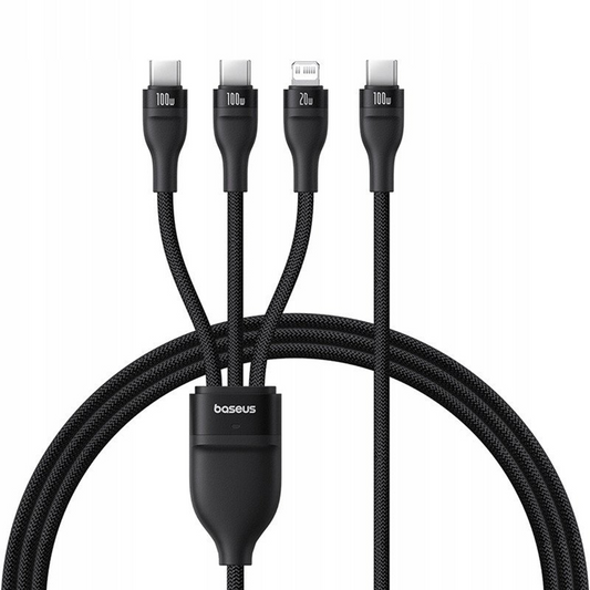 USB-C - Lightning kabel za punjenje / 2 x USB-C Baseus Flash Series III 3u1, 100W, 1.5m, Crni, Obnovljeno P10377502111-00