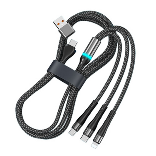 Kabel za punjenje USB-C / USB-A - Lightning / microUSB / USB-C OEM B6, 100W, 1.2m, Crna