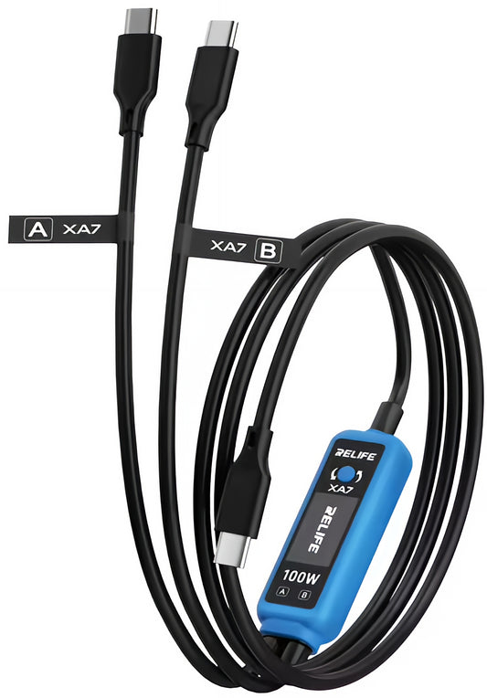 USB-C kabel za punjenje - 2 x USB-C Relife XA7 zaslon, 100W, 1,33m, crna