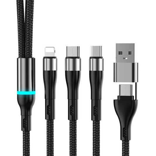 Kabel za punjenje USB-C / USB-A - Lightning / microUSB / USB-C OEM B6, 100W, 1.2m, Crna