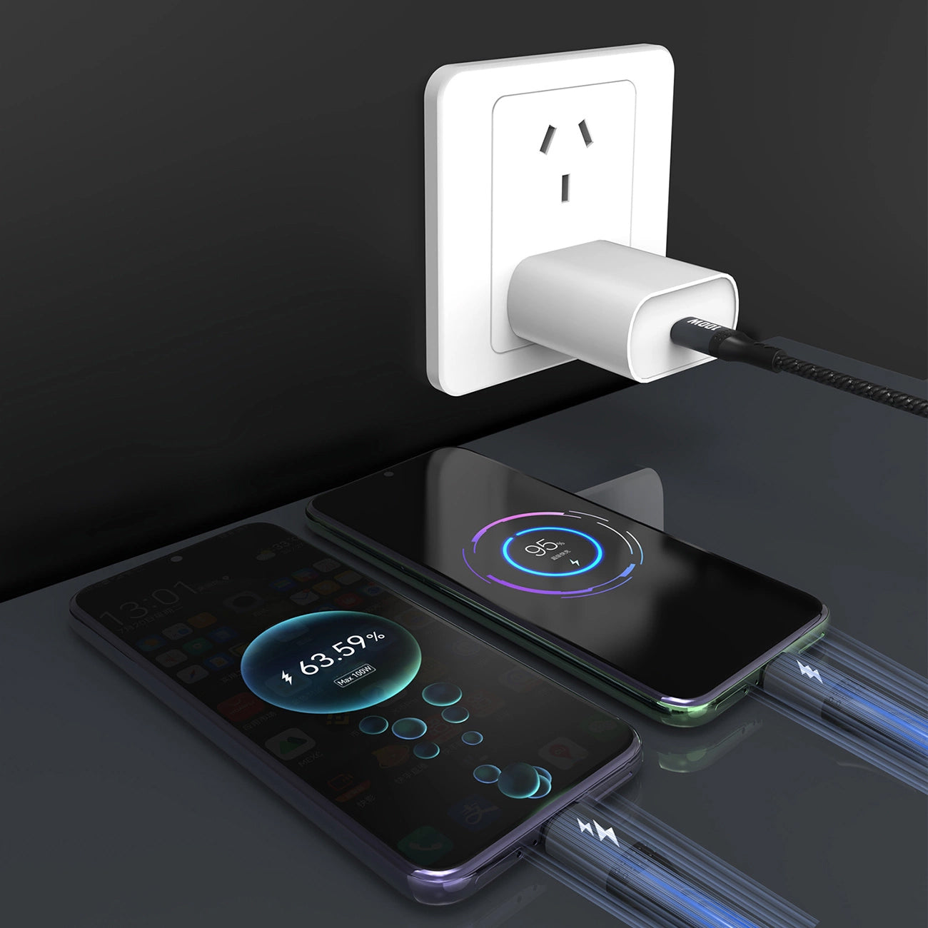 Kabel za punjenje USB-C - USB-C / USB-C Dudao L3F 2u1, 100W, 1.2m, Crni