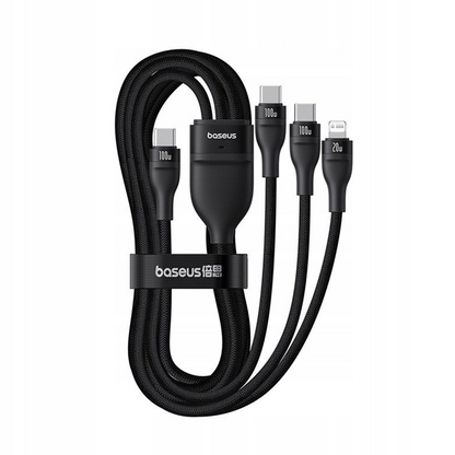 USB-C - Lightning kabel za punjenje / 2 x USB-C Baseus Flash Series III 3u1, 100W, 1.5m, Crni, Obnovljeno P10377502111-00