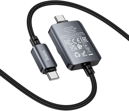 USB-C - USB-C kabel za punjenje HOCO CW66 2u1, 100W, 1.2m, Crna