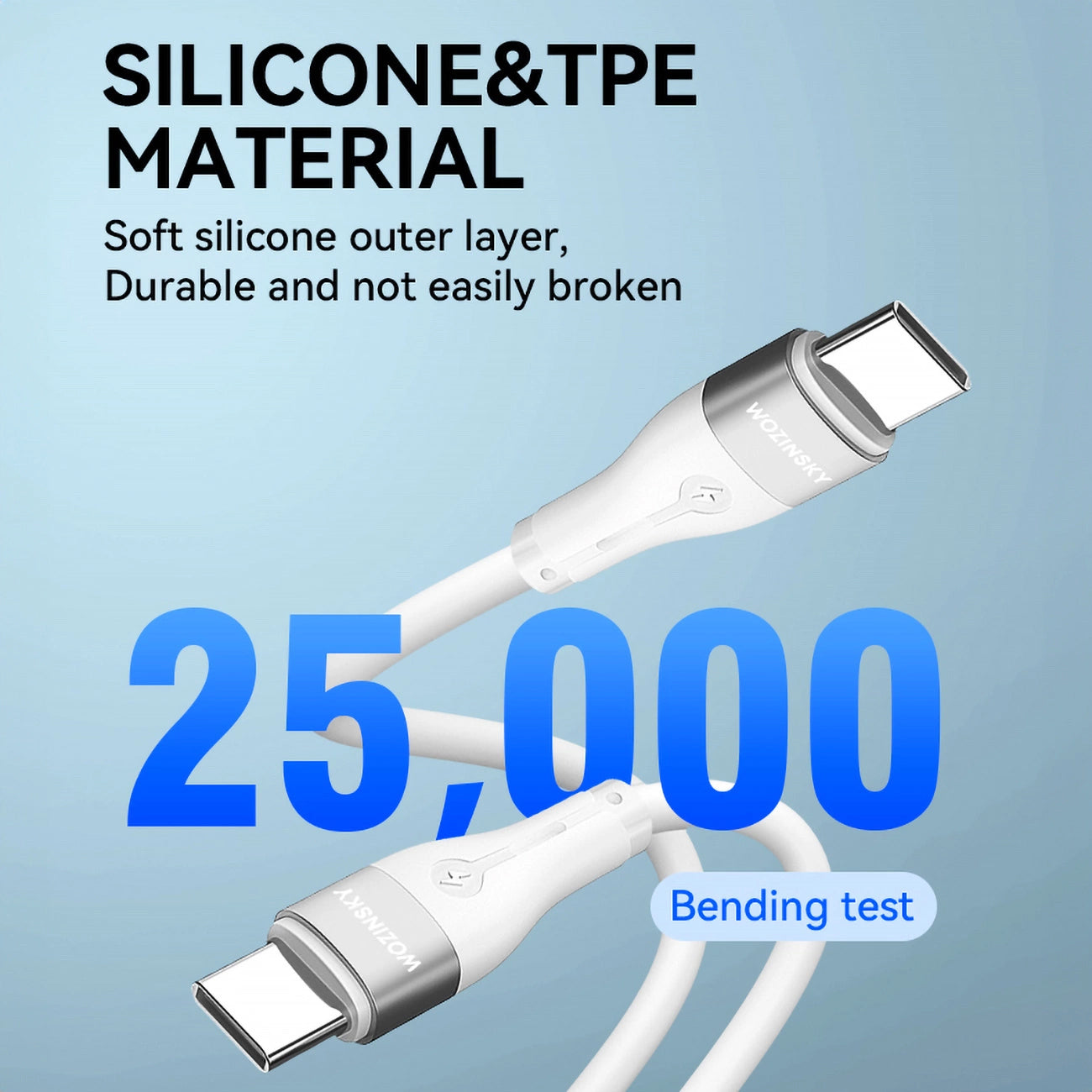USB-C - USB-C punjački kabel WZK WSTCC1, 65W, 1m, bijeli