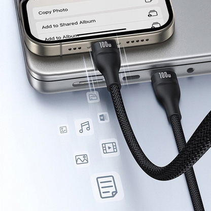 USB-C - Lightning kabel za punjenje / 2 x USB-C Baseus Flash Series III 3u1, 100W, 1.5m, Crni, Obnovljeno P10377502111-00