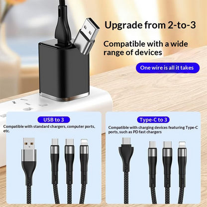 Kabel za punjenje USB-C / USB-A - Lightning / microUSB / USB-C OEM B6, 100W, 1.2m, Crna