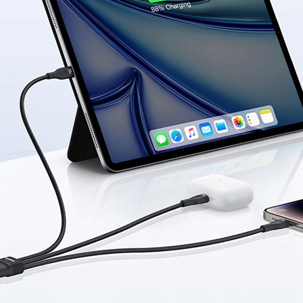 USB-C - Lightning kabel za punjenje / 2 x USB-C Baseus Flash Series III 3u1, 100W, 1.5m, Crni, Obnovljeno P10377502111-00