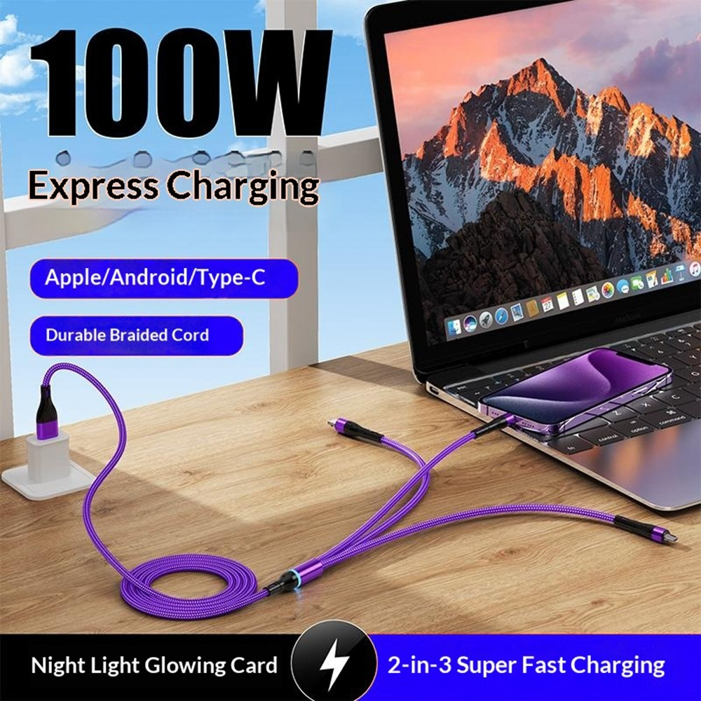 Kabel za punjenje USB-C / USB-A - Lightning / microUSB / USB-C OEM B6, 100W, 1.2m, Crna