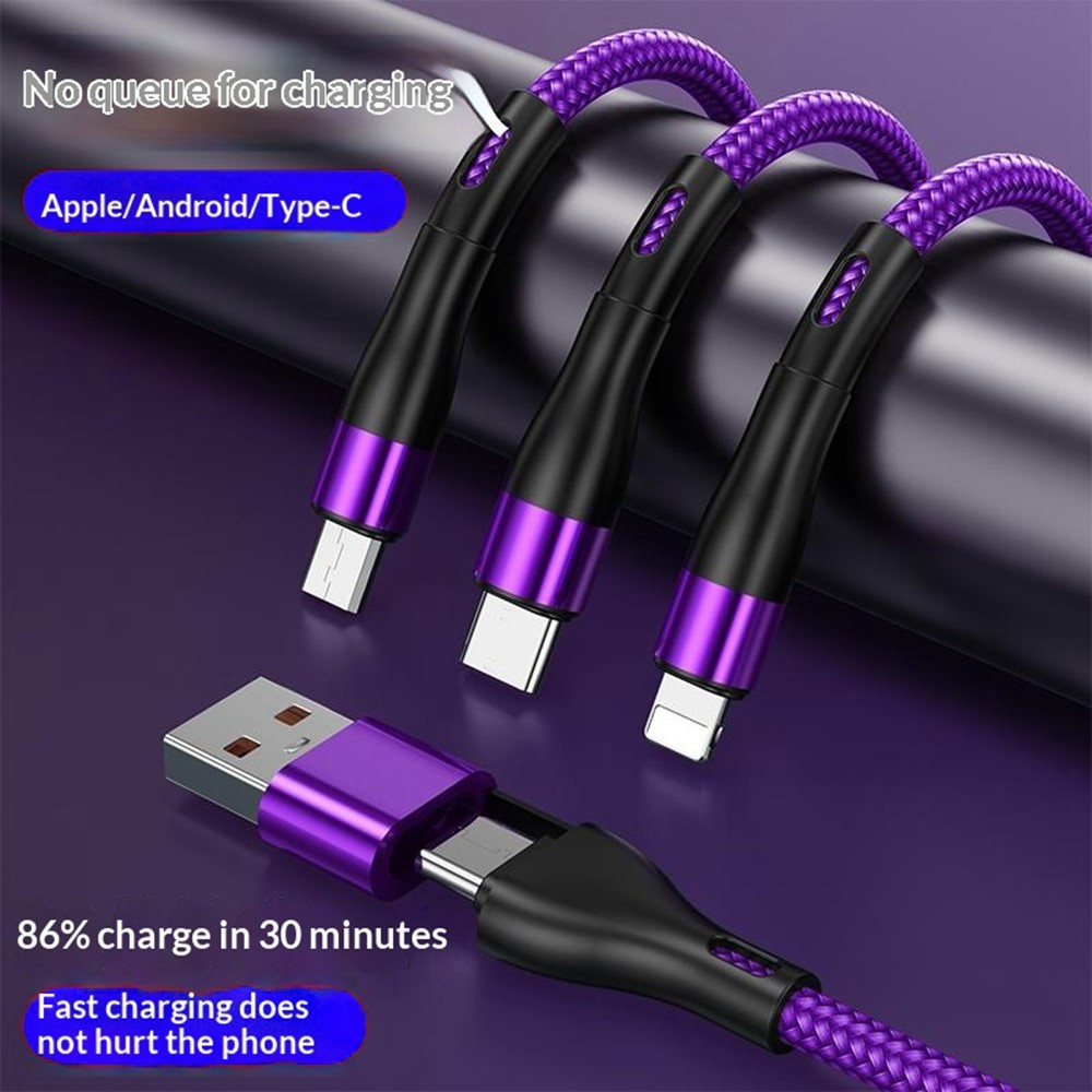 Kabel za punjenje USB-C / USB-A - Lightning / microUSB / USB-C OEM B6, 100W, 1.2m, Crna