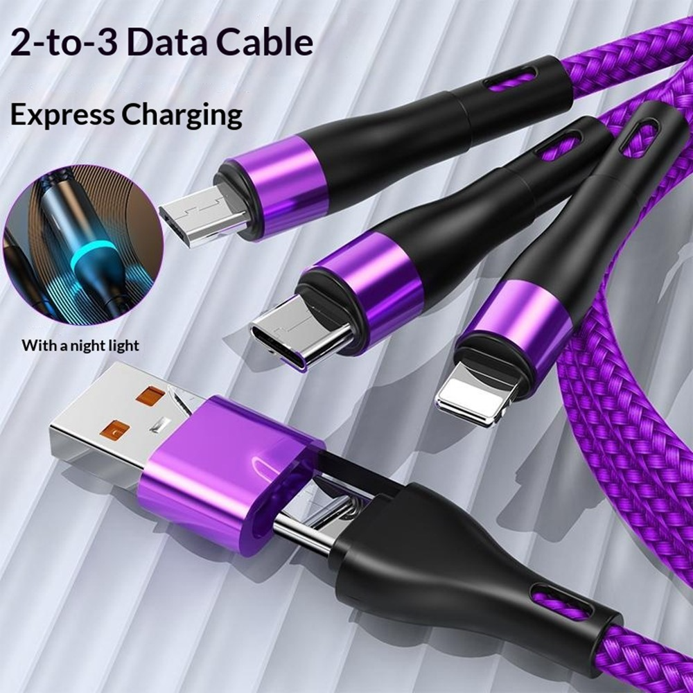Kabel za punjenje USB-C / USB-A - Lightning / microUSB / USB-C OEM B6, 100W, 1.2m, Crna