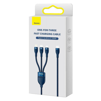 Kabel za punjenje USB-C - Lightning / microUSB / USB-C Baseus Flash Series II 3u1, 100W, 1.5m, Plavi P10382702121-01