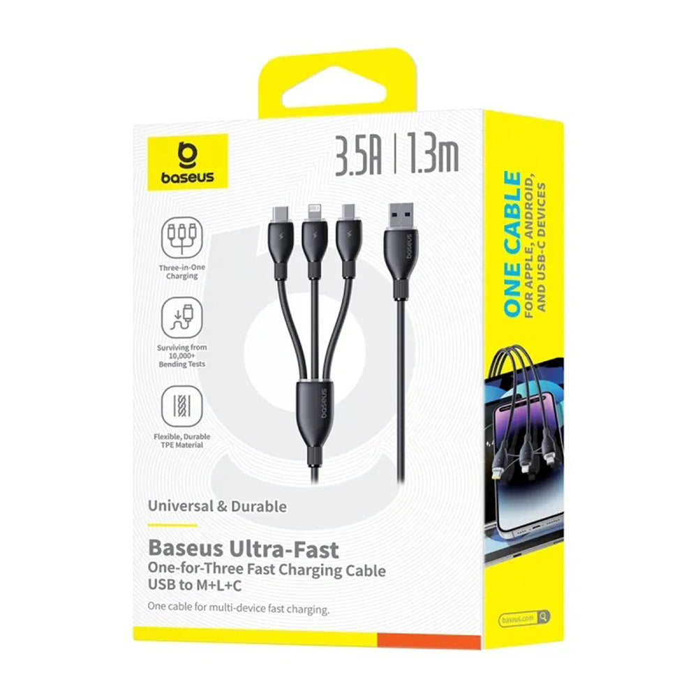 Kabel za punjenje USB-C - Lightning / microUSB / USB-C Baseus Ultra Fast 3in1, 20W, 0.8m, Crni P10377501111-00
