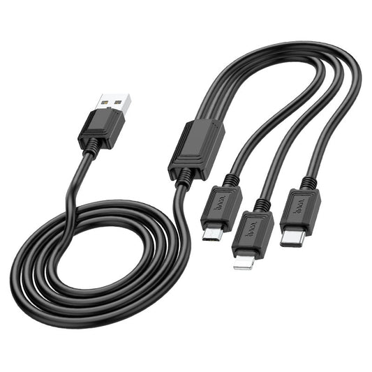 Kabel za punjenje USB-A - Lightning / microUSB / USB-C HOCO X74 3in1, 18W, 1m, Crni
