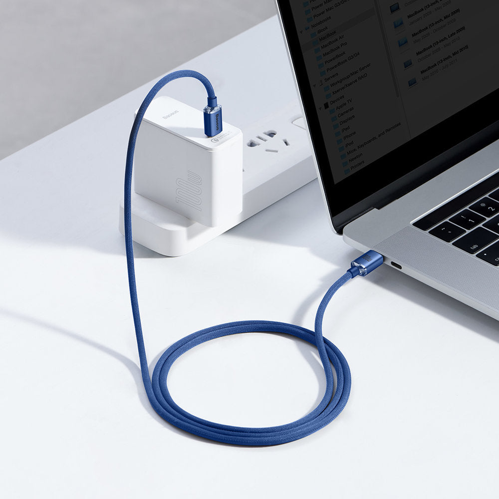 Kabel za Prijenos Podataka i Punjenje USB-C - USB-C Baseus Crystal Shine Series, 100W, 1.2m, Plavi CAJY000603