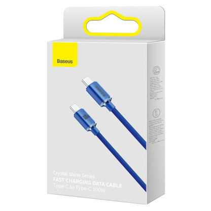 Kabel za Prijenos Podataka i Punjenje USB-C - USB-C Baseus Crystal Shine Series, 100W, 1.2m, Plavi CAJY000603