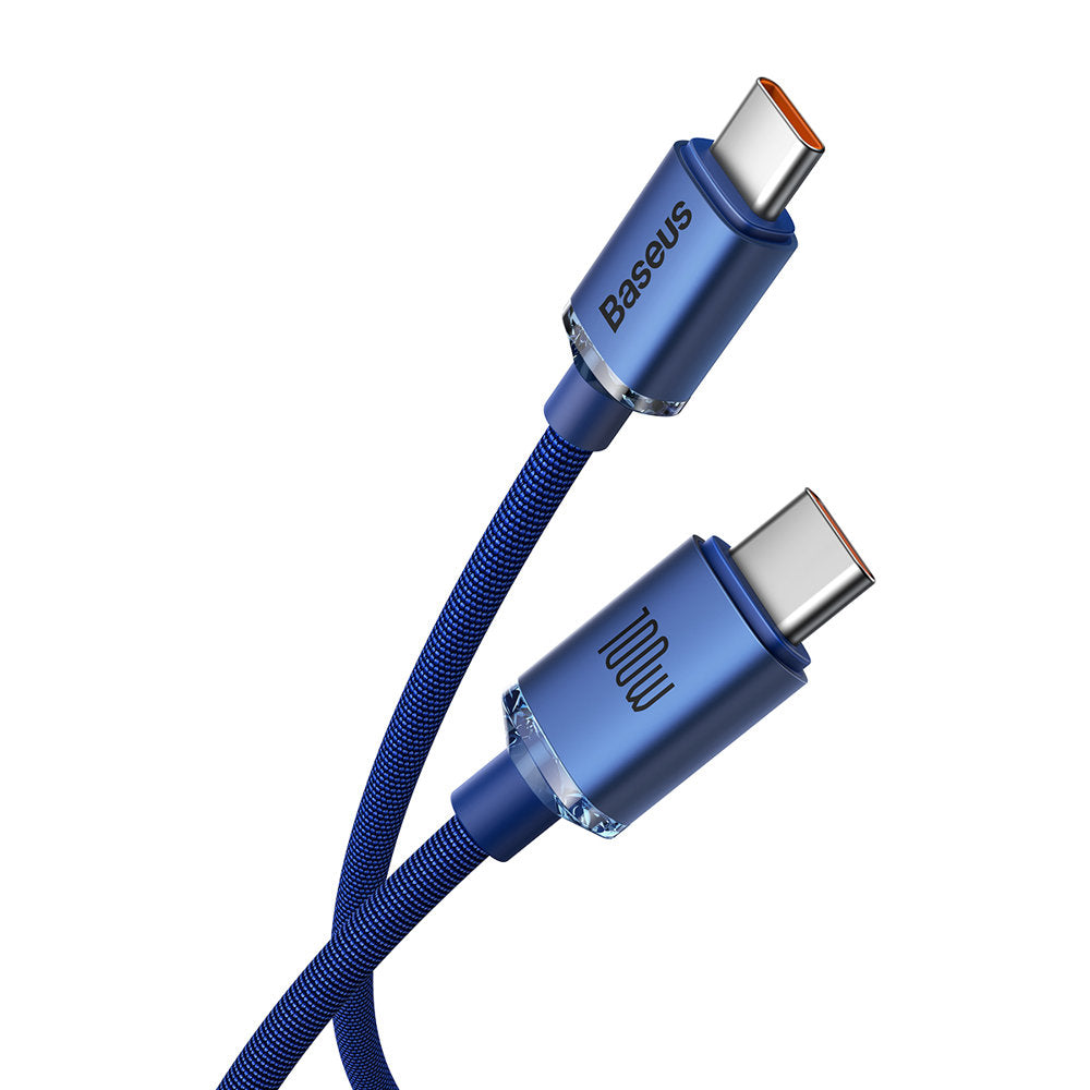 Kabel za Prijenos Podataka i Punjenje USB-C - USB-C Baseus Crystal Shine Series, 100W, 1.2m, Plavi CAJY000603