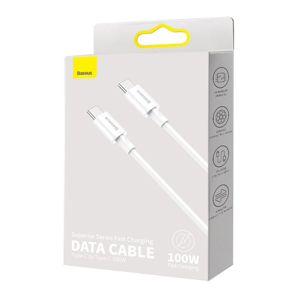 Kabel za Prijenos Podataka i Punjenje USB-C - USB-C Baseus Superior Series, 100W, 1m, Bijeli CATYS-B02