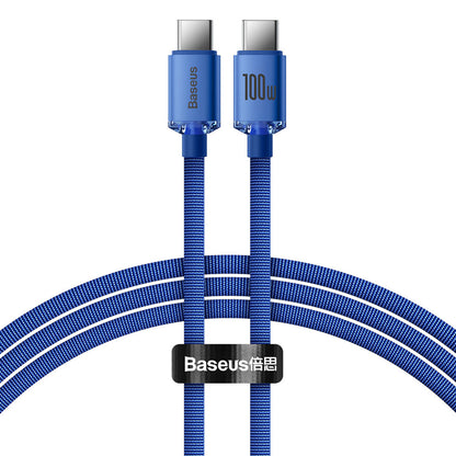 Kabel za Prijenos Podataka i Punjenje USB-C - USB-C Baseus Crystal Shine Series, 100W, 1.2m, Plavi CAJY000603