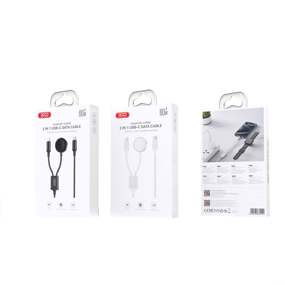 Bežični punjač XO Design CX030 za Apple Watch Series, USB-C, Crni