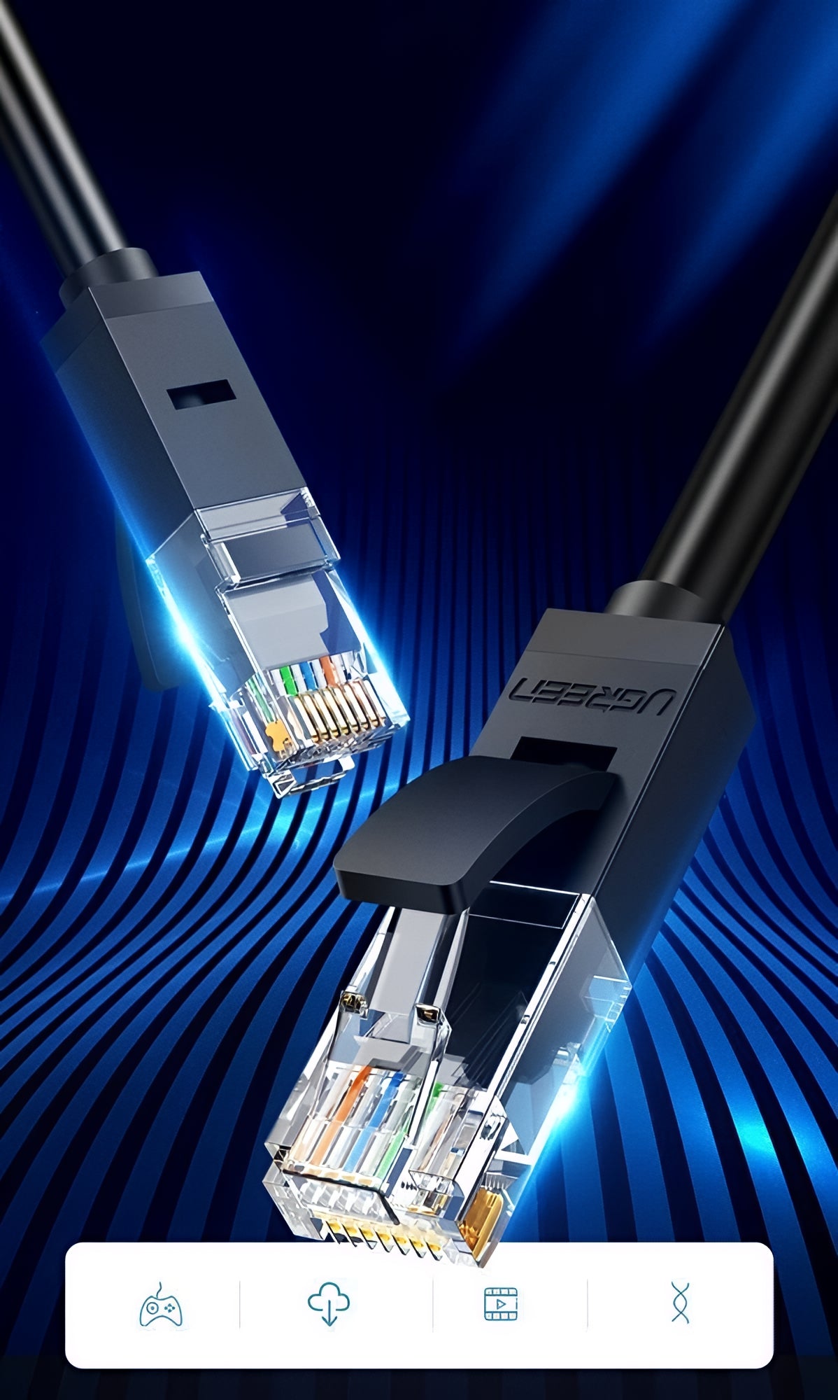 Mrežni kabel UGREEN NW102, UTP, Cat6, 15m, Crni
