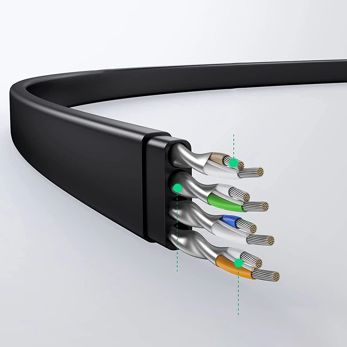 Mrežni kabel UGREEN NW102 Flat, UTP, Cat6, 0.5m, Crni