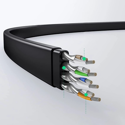 Mrežni kabel UGREEN NW102 Flat, UTP, Cat6, 0.5m, Crni