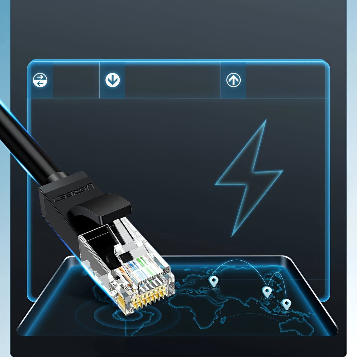Mrežni kabel UGREEN NW102, UTP, Cat6, 15m, Crni