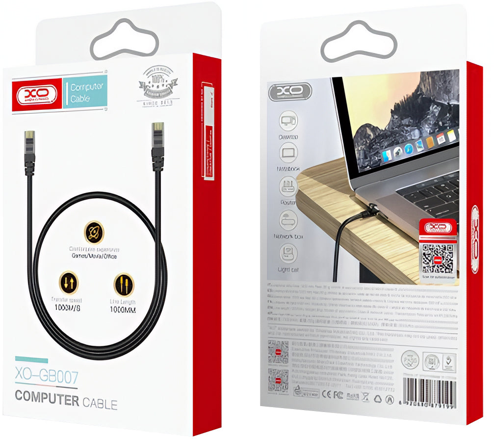 Mrežni kabel XO Design GB007, UTP, Cat6, 1m, Crni