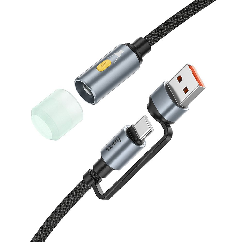 Kabel Led HOCO UA38C, USB-C / USB-A, 0.3m, Crni