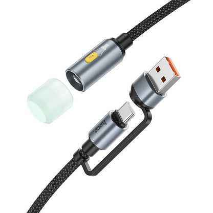 Kabel Led HOCO UA38C, USB-C / USB-A, 0.3m, Crni