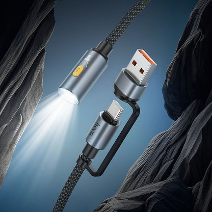 Kabel Led HOCO UA38C, USB-C / USB-A, 0.3m, Crni