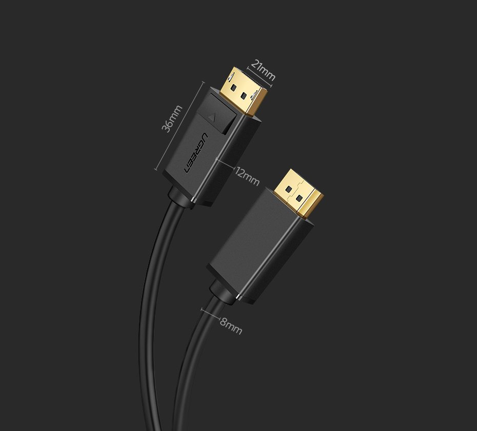 Video kabel UGREEN DP102, DisplayPort - DisplayPort, 4K, 1.5m, Crni
