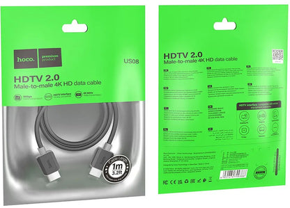 Video kabel HOCO US08, HDMI - HDMI, 4K, 1m, Crni