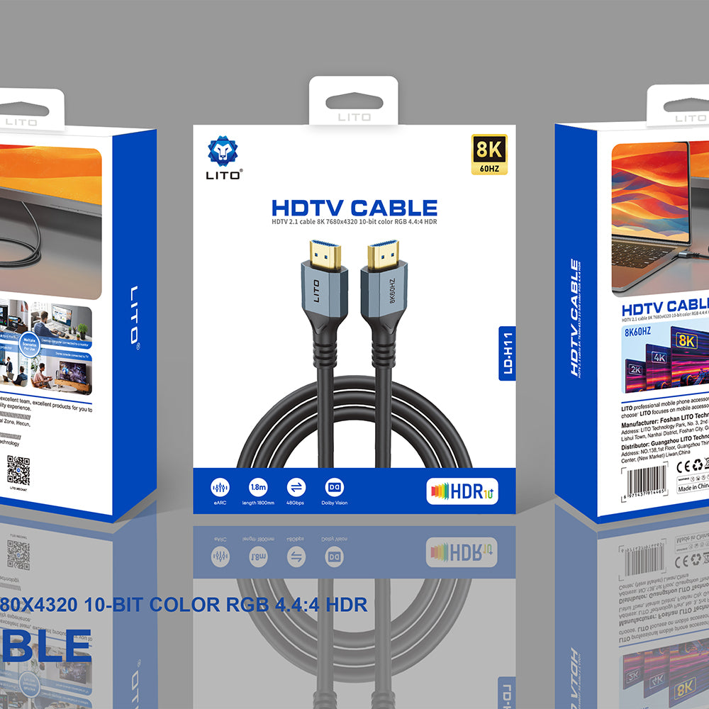Video kabel Lito HD119, HDMI - HDMI, 8K, 1.8m, Crna