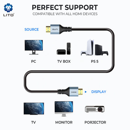 Video kabel Lito HD119, HDMI - HDMI, 8K, 1.8m, Crna