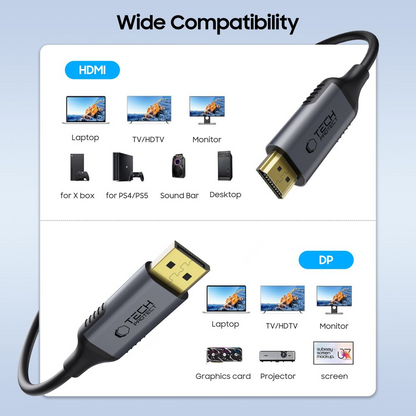 Video kabel Tech-Protect Ultraboost, DisplayPort - HDMI, 4K, 2m, Crna