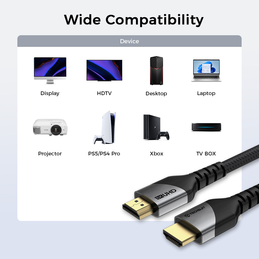 Video kabel Techsuit NexusVision Pro CX3, HDMI - HDMI, 8K, 2m, Siva