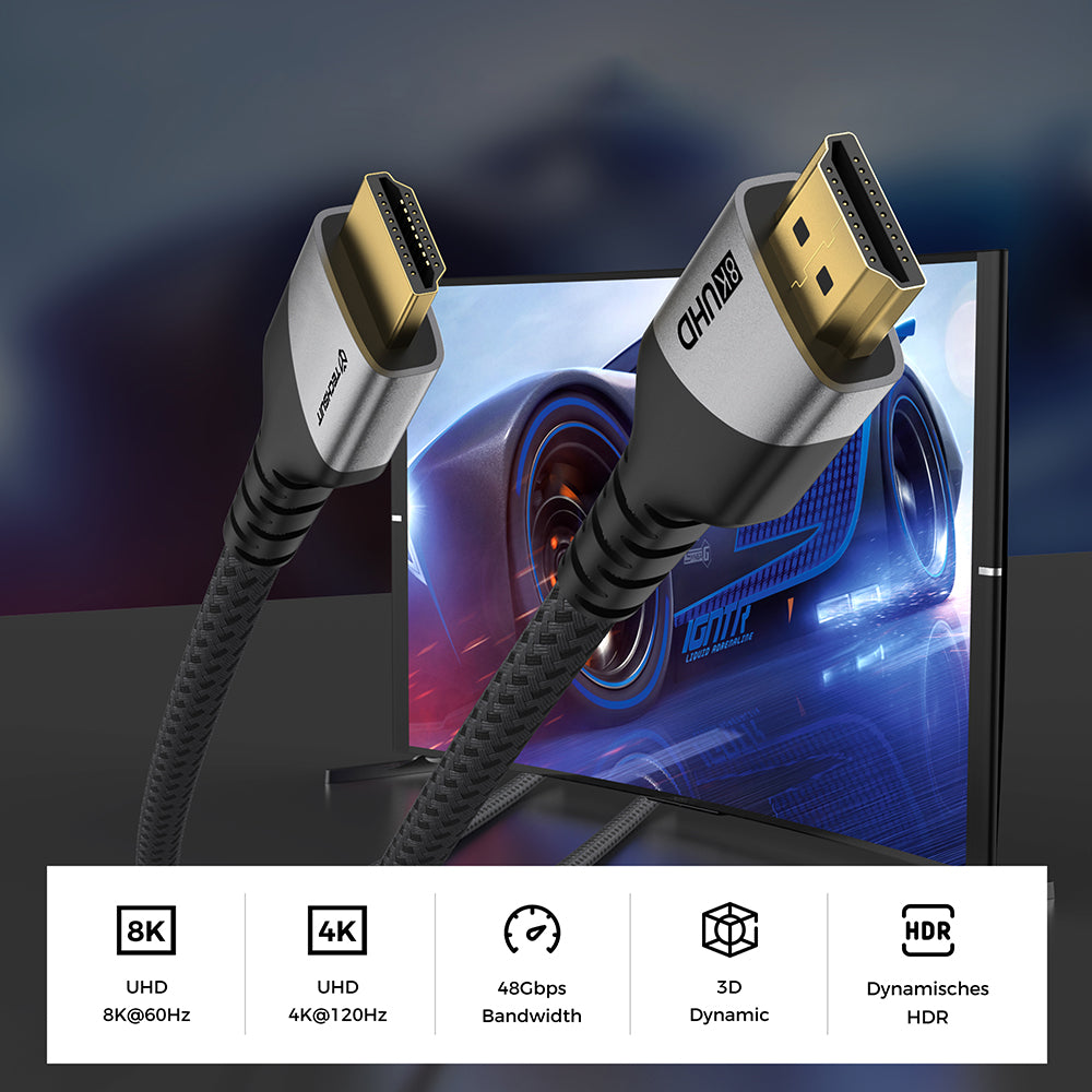 Video kabel Techsuit NexusVision Pro CX3, HDMI - HDMI, 8K, 2m, Siva