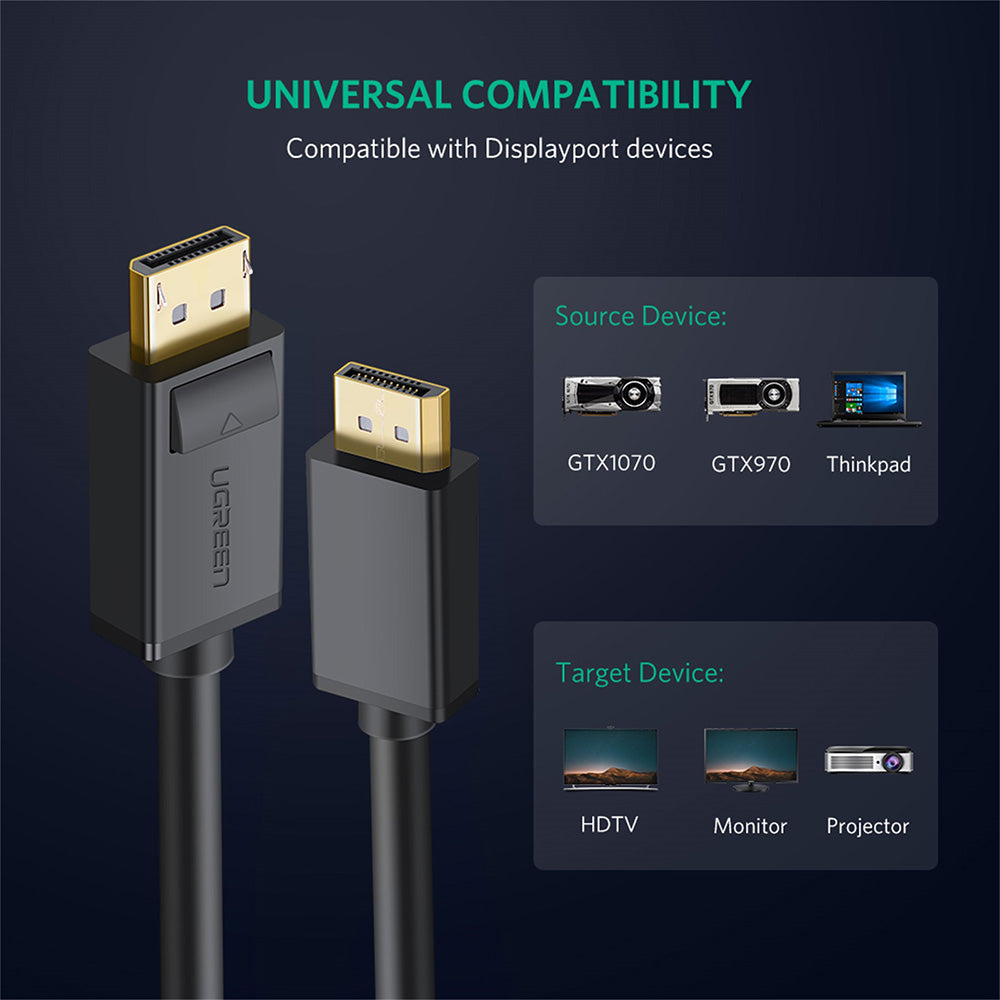 Video kabel UGREEN DP102, DisplayPort - DisplayPort, 4K, 2m, Crni
